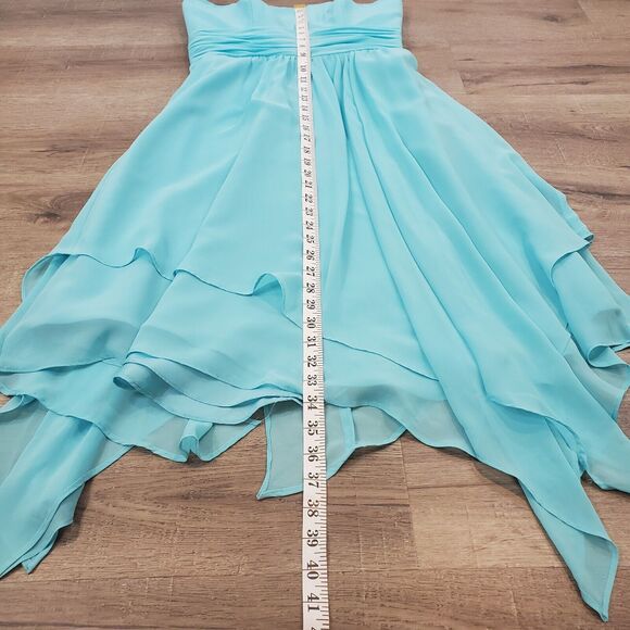 Alfred Angelo Strapless Midi Dress Asymmetric Hem Sz 4 Blue Whimsy Fairy Wedding - Picture 11 of 13